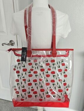 NWT Ed Hardy Cherry Clear PVC Tote Bag + Pouch READ DESC